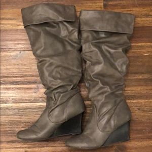 Wide calf knee high slouchy boots